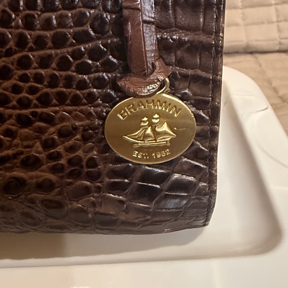 Brahmin Espresso Crocodile Embossed Handbag - Picture 5 of 17
